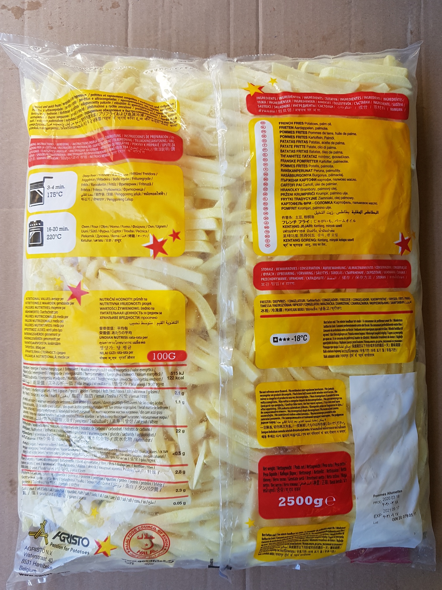 Hranolky Mydibel Julienne 7 x 7 mm 2,5kg