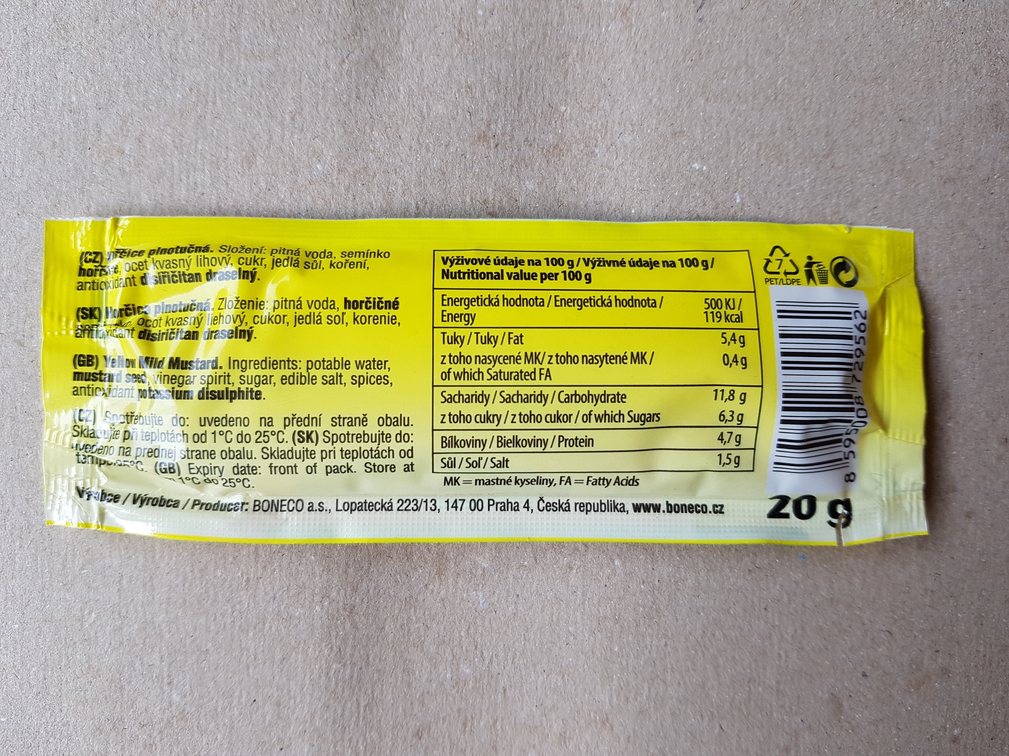 Hořčice plnotučná 100 x 20g